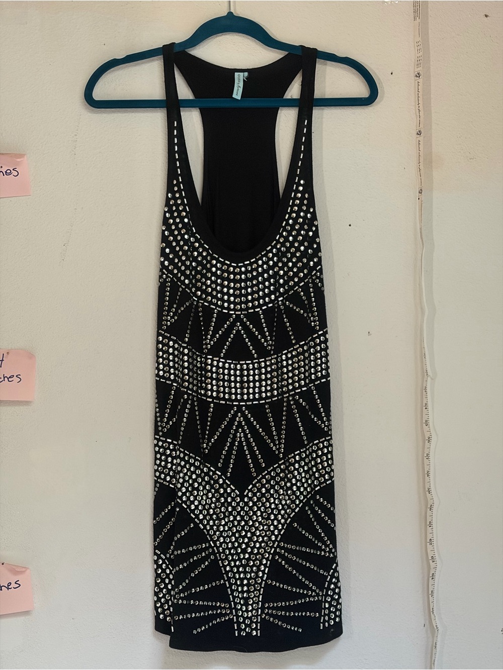 Guess by Marciano Black Mini Dress with Silver Stud Pattern